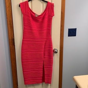 Sexy fuschia fitted dress with split